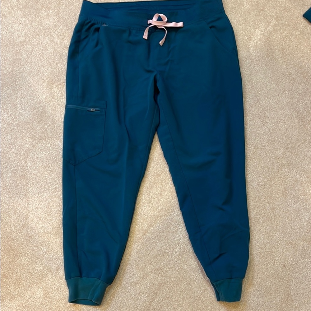 Teal Jogger Pants with Pink Drawstring